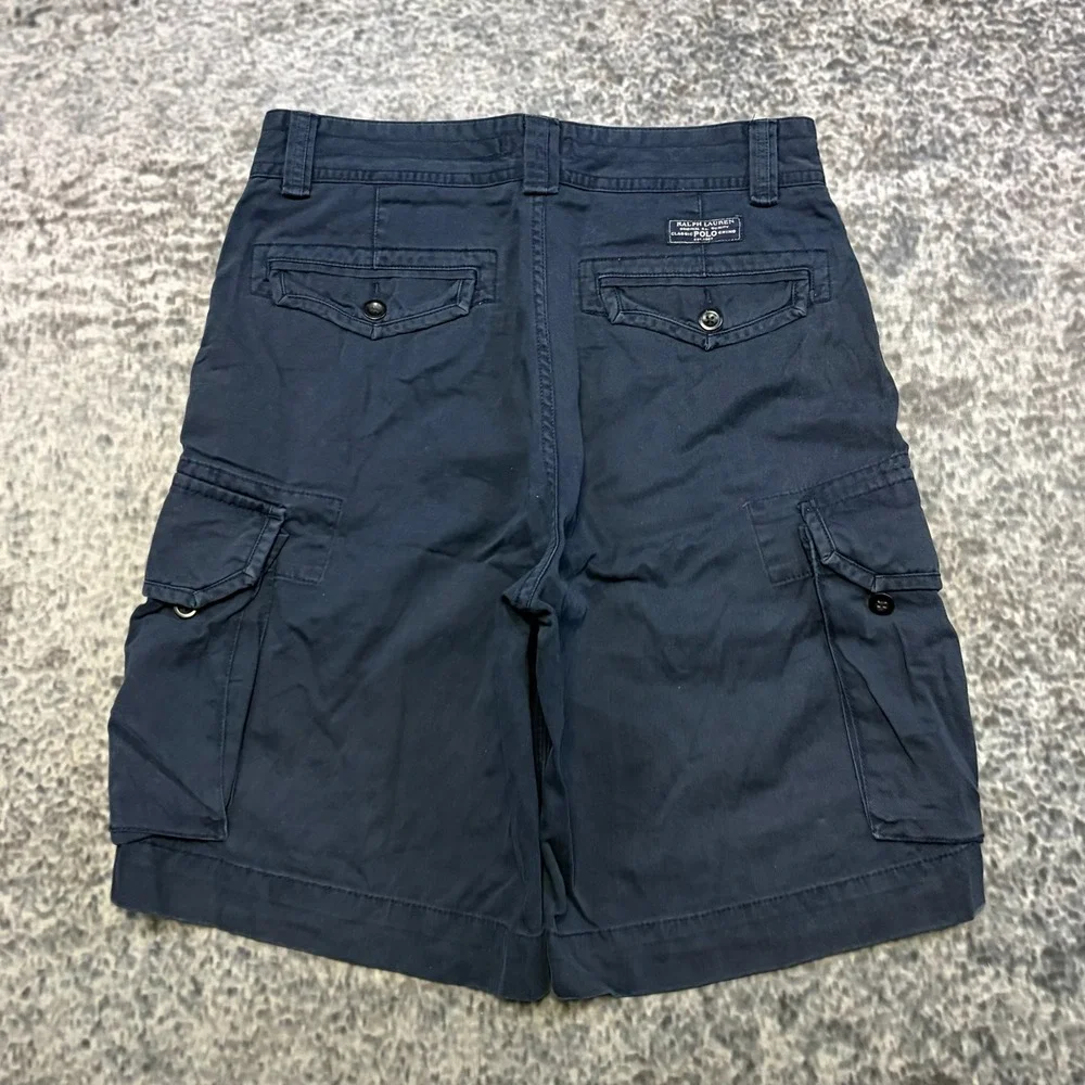 Vintage Polo Ralph Lauren Cargo Shorts Mens 33 Navy Blue Twill Classic Utility